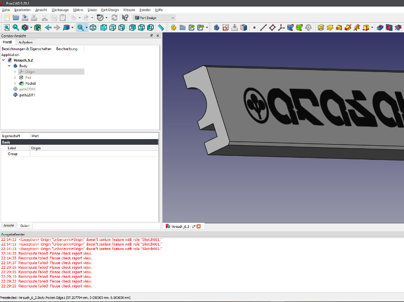 FreeCAD fertig geprägtes Logo und Schrift